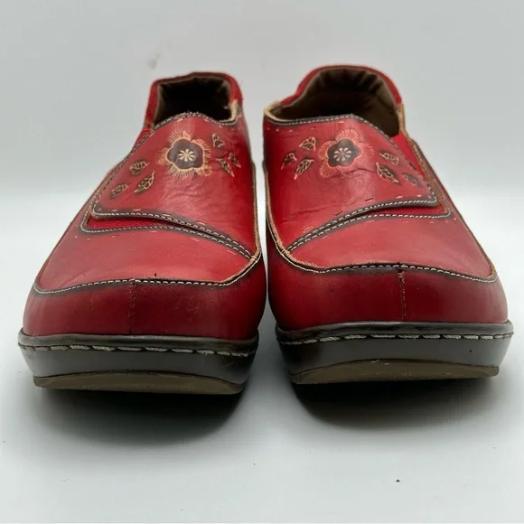 L' Artiste by Spring Step Burbank Slip On Red Sz 41 Cut Laser soft comfy retro - Picture 4 of 12